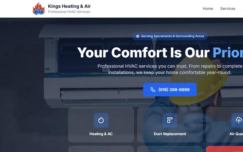 Kings Heating and Air website